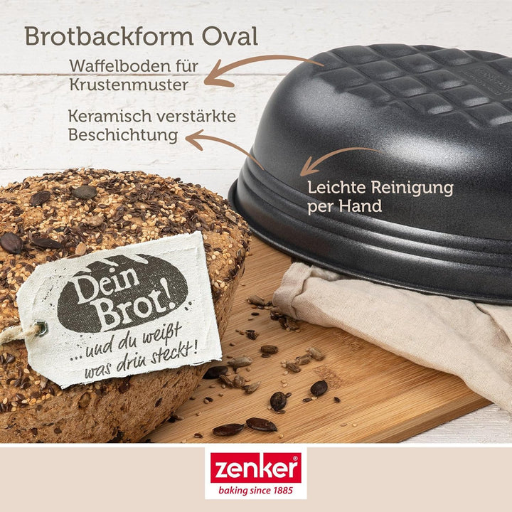 Zenker Brotform oval BLACK METALLIC, Brotbackform mit keramisch verstärkt Antihaftbeschichtung, Kuch