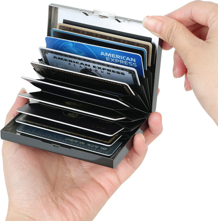 BONSYL® RFID Slim Kreditkartenetui aus Metall für Damen und Herren, Kreditkartenetui mit 10 Kartenfä