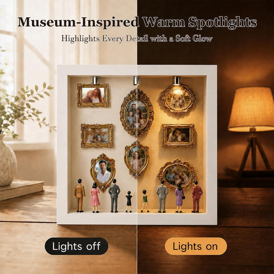Idota DIY Mini Museum Silhouetten Box mit LED Vintage Bilderrahmen
