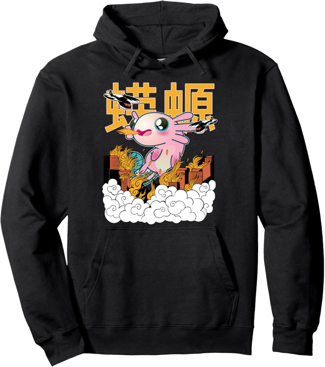 Axolotl Axozilla Kawaii Japanisch Pastell Goth Haustier Tier Pullover Hoodie