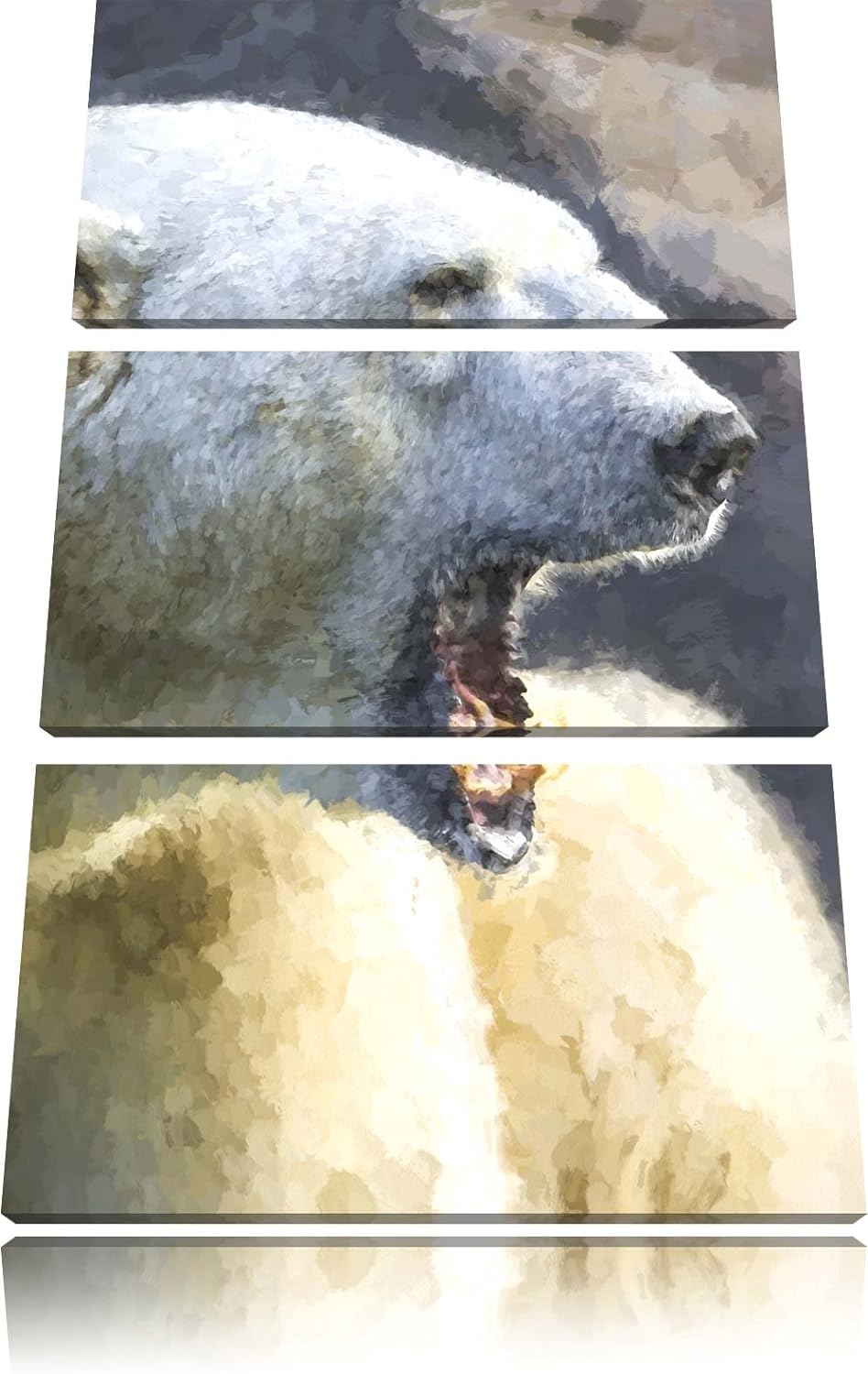 brüllender Eisbär Spezial 3-Teiler Leinwandbild 120x80 Bild auf Leinwand, XXL riesige Bilder fertig