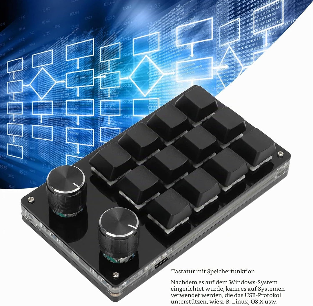 Ejoyous Tastatur Programmierbare Tasten, USB Einhand Mechanisch Tastatur mit 12 Mehrere Programmierb
