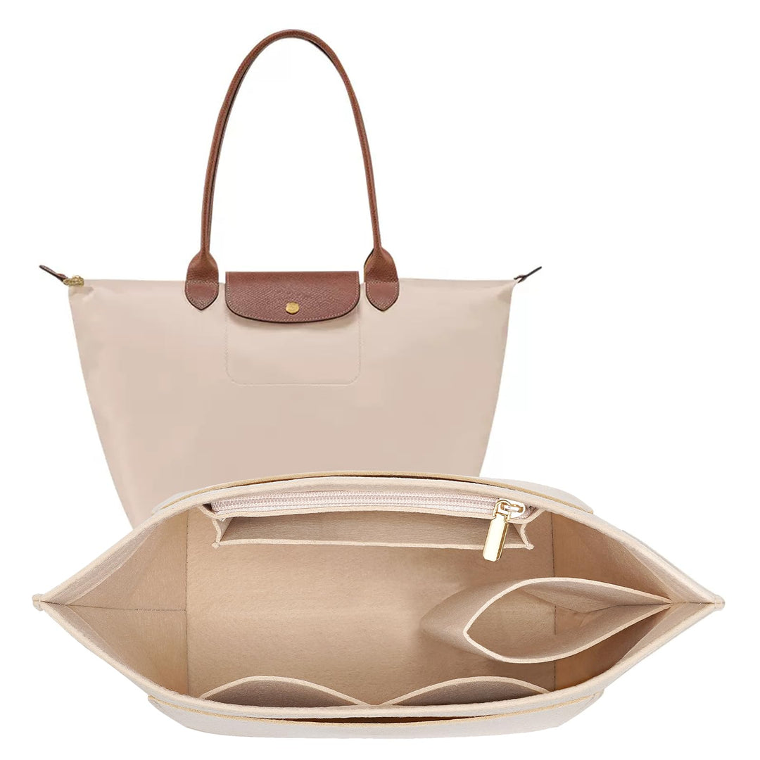 LOUKAYCCI Filz-Organizer-Handtascheneinsatz für Longchamp Le Pliage S, Grösse S, Beige Small Beige,