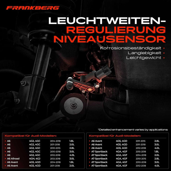 Frankberg 2x Niveausensor mit GestänG-E Luftfederung Hinten Links Rechts Kompatibel mit A6 4G2 4G5 4