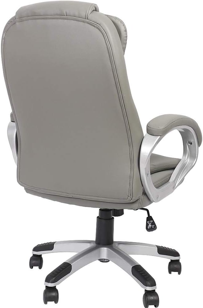 Melko Bürostuhl ergonomisch Bürodrehstuhl mit Armlehne Gamingstuhl Grau PU-Leder Chefsessel 120 kg B