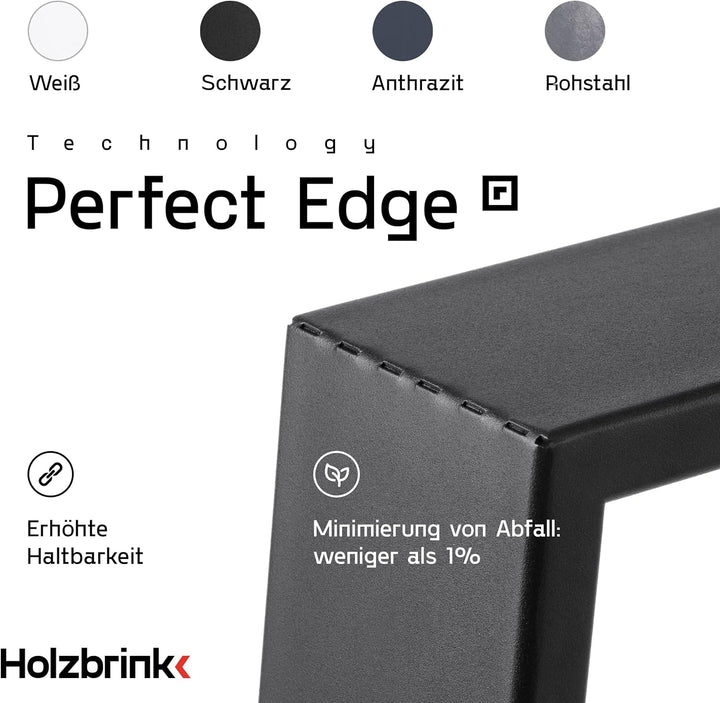 HOLZBRINK Tischbeine Metall Rohstahl mit Klarlack | Gestell Trapez für Schreibtisch, Esstisch, Couch