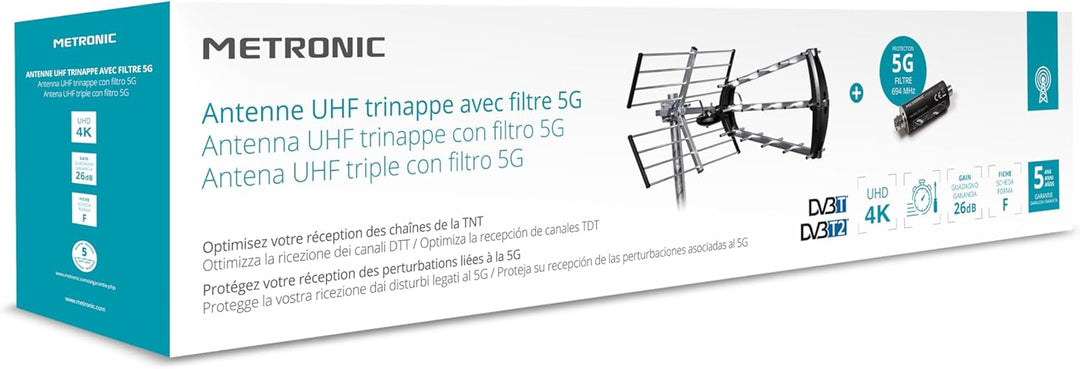 METRONIC 415054 Aussenantenne Trinappe 26 dB + Filter 694 MHz