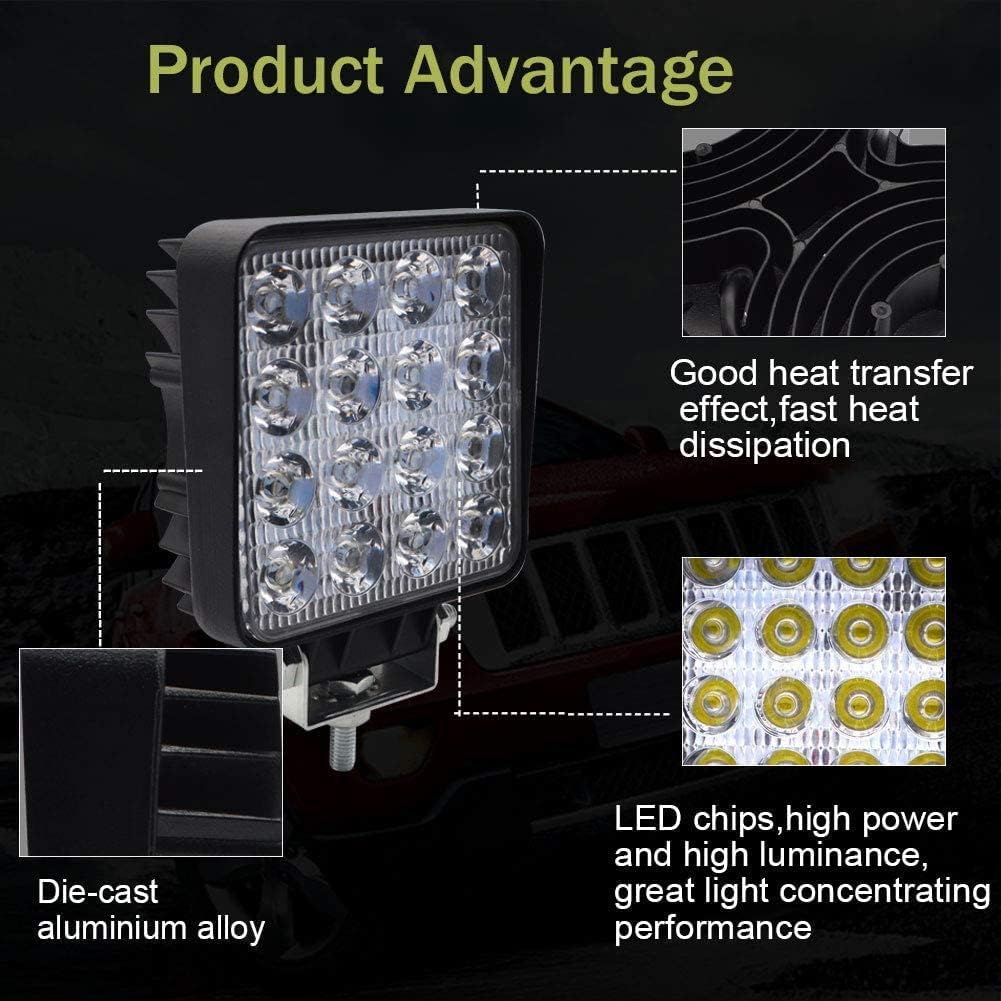 BeiLan Arbeitslichtleiste, LED-Scheinwerfer Auto-Off-Road-Licht Hilfslichter mit 48W LED-Lichtleiste