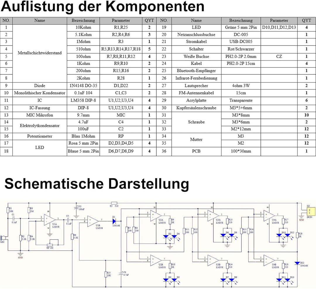 Elektronik Bluetooth Lautsprecher mit FM Radio DIY Löten Bausatz, Fernbedienung Music Player Projekt