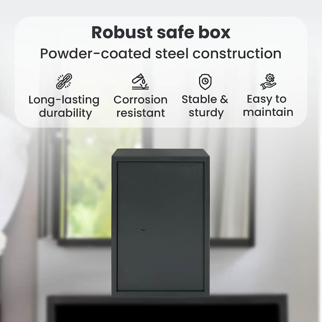 vidaXL Safe Box mit Schloss Dunkelgrau 35 x 31 x 50 cm Stahl, Heimarbeitsplatz Safe, robuster Sicher