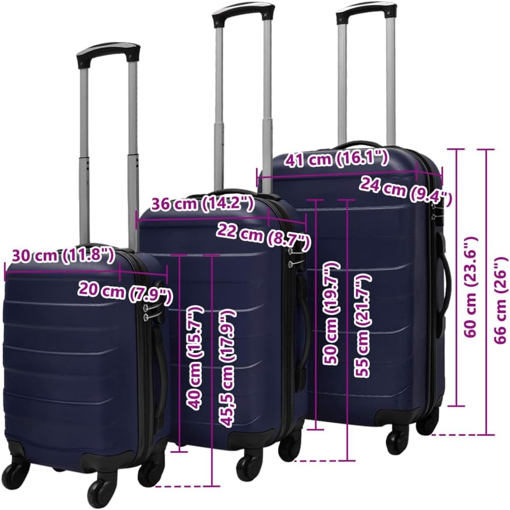 vidaXL Reisekoffer 3-TLG. Trolley Kofferset Hartschalenkoffer mehrere Auswahl Blau, Blau