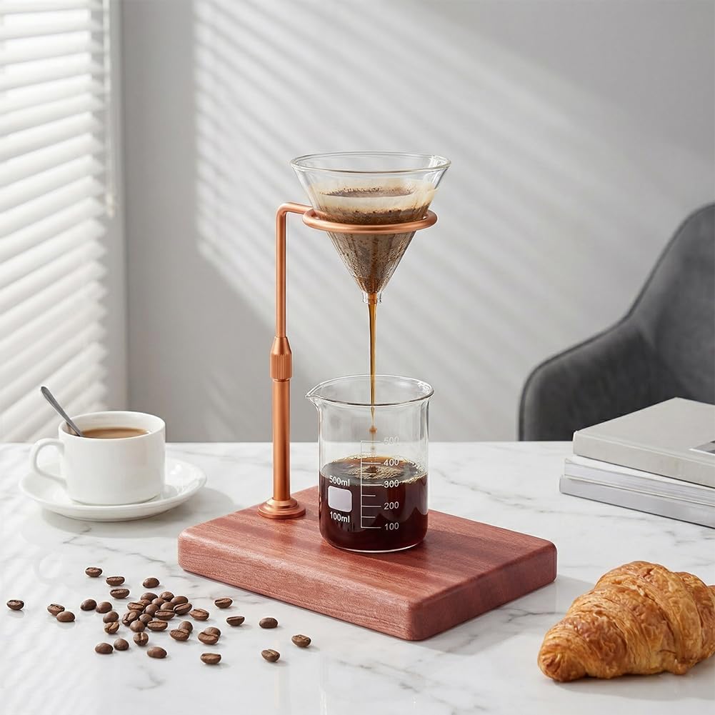 FINGERINSPIRE Höhenverstellbarer Kaffeeständer 220x160x230mm Pour Over Brühständer Goldener Legierun