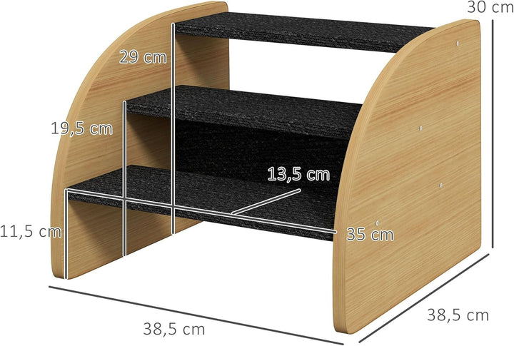 PawHut Hundetreppe 3 Stufen 30 cm Hoch Haustiertreppe mit Seitenwand Hunderampe für Kleine Hunde Kat