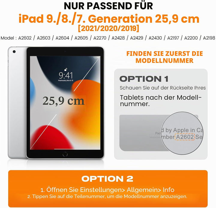 SEYMAC stock Hülle für iPad 9./8./7. Generation 10,2 Zoll 2021/2020/2019, Stossfeste Hülle mit Displ