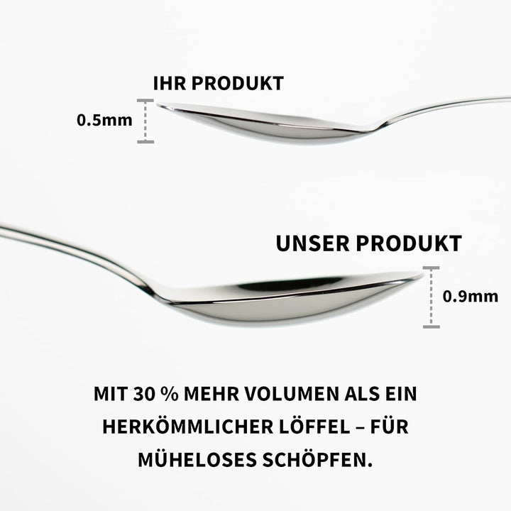 Alata Konrad 18/10 Edelstahl Poliert, Besteck Set 6 Personen, Essbesteck 30 teilig, Monobloc-Messer,