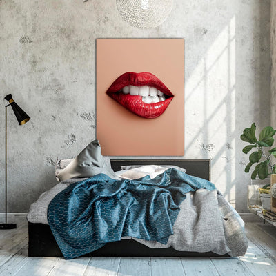 wandmotiv24 Leinwandbild 260 g/m² - Kunstdruck auf Leinwand - Wandkunst - Wandbild mit Frauen Lippen