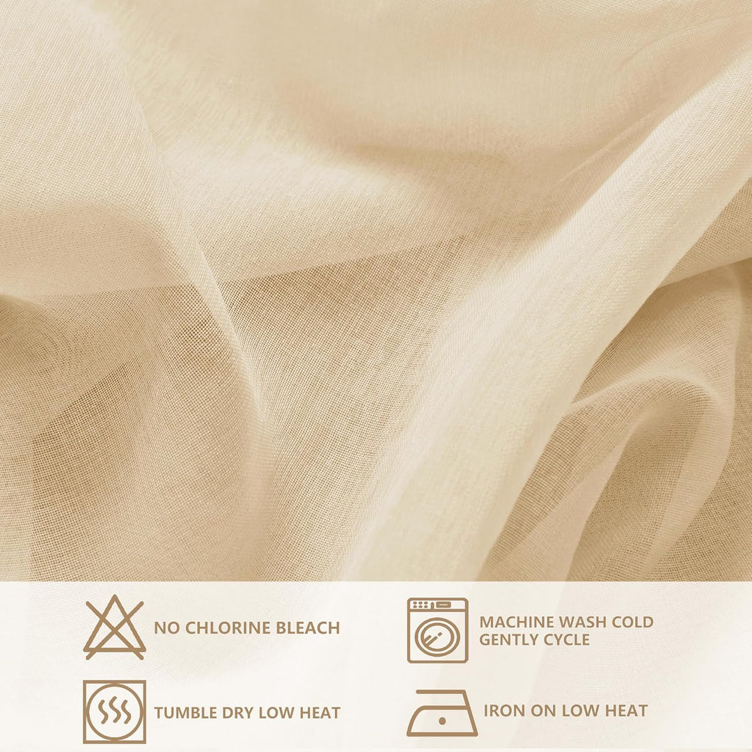 Hiasan 2er Set Sheer Voile gardinen vorhänge gardine Wohnzimmer mit Kräuselband Curtains scheibengar