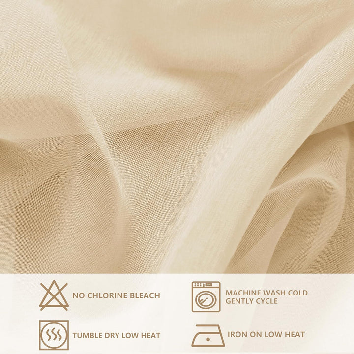 Hiasan 2er Set Sheer Voile gardinen vorhänge gardine Wohnzimmer mit Kräuselband Curtains scheibengar