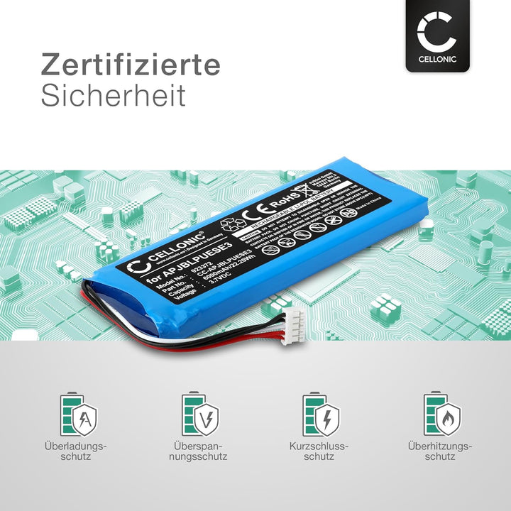 CELLONIC, Lautsprecherakku kompatibel mit JBL Pulse 3 (6000mAh, 3.7V) Ersatzakku P5542100-P,2017DJ17