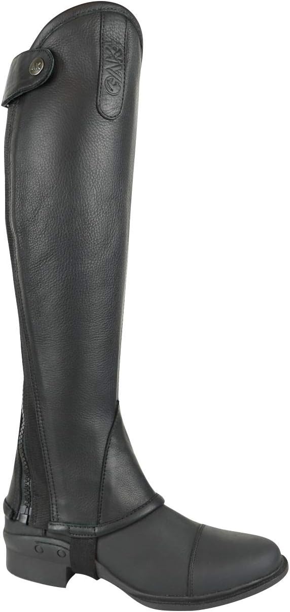 AK Reitchaps mit gebogenem Reissverschluss, Vollnarbenleder Schwarz 3X-Large, Schwarz 3X-Large