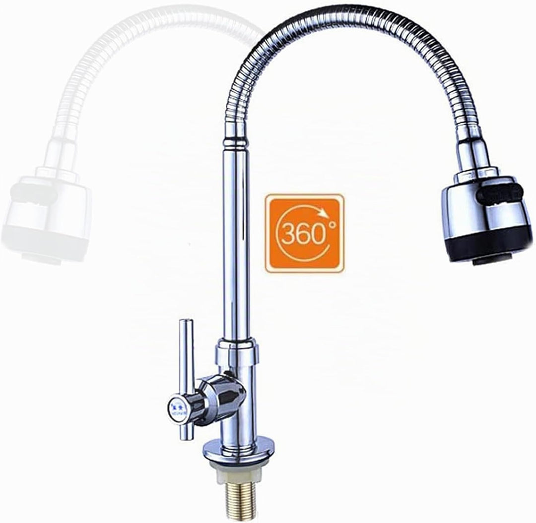 Wasserhahn Küche, Wasserhahn Kaltwasser mit 60cm Anschlussschlauch, Waschbecken Armaturen, Küche Spü
