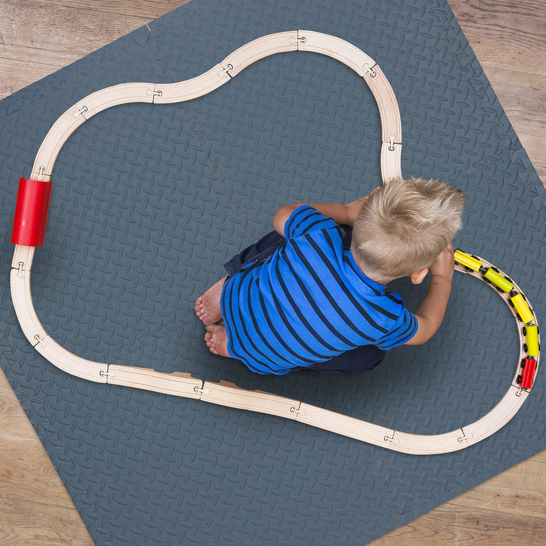 Relaxdays Bodenmatte, 32 Schutzmatten für Sport- & Fitnessgeräte, umrandet, EVA, Fläche 12m², BxT 60