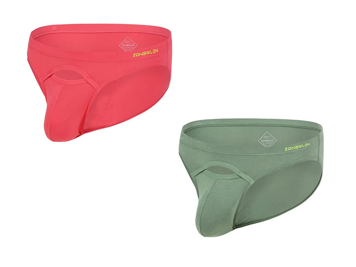 BIATWOWR Herren Bikini-Slip aus Bambusfaser Top Fly Atmungsaktiv Komfortabel Grosse Pouch Beule Weic