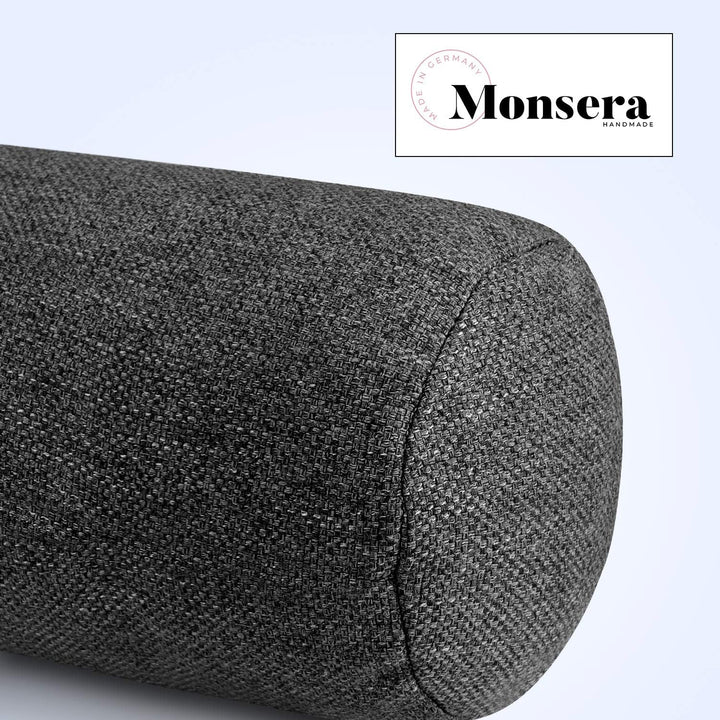 Monsera Extra Lange Nackenrolle - 19x65 cm, weich u. formstabil, fein melierter Bezug, Füllkissen au