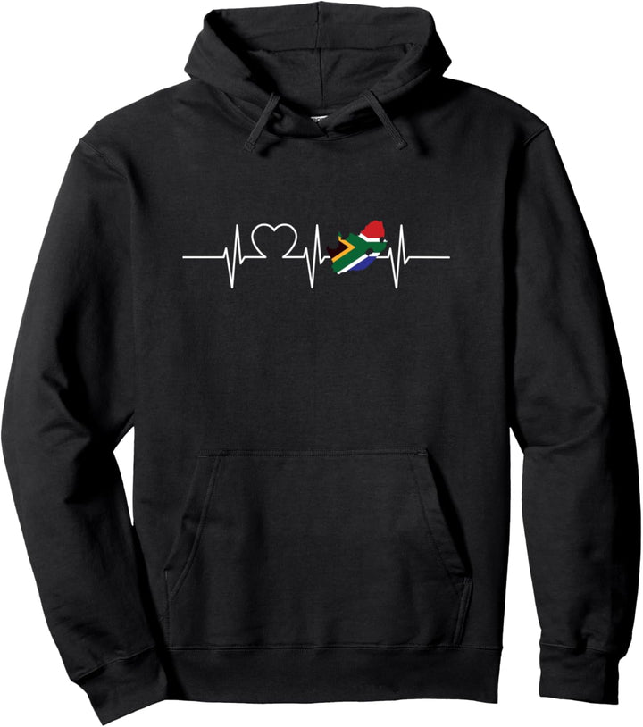 Südafrika-Karte mit Herzschlag Vintage Flagge Südafrika Pullover Hoodie