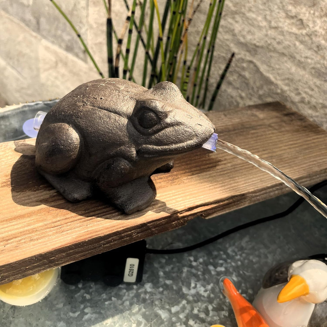 Wasserspeier Frosch braun Guss mit Aussenpumpe | sehr massive Ausführung 940 gr.