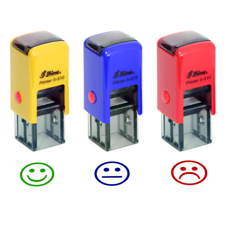 3 Lehrer-Stempel [speziell für Kindergarten und Grundschule – Automatik-Stempelkissen für Smileys].