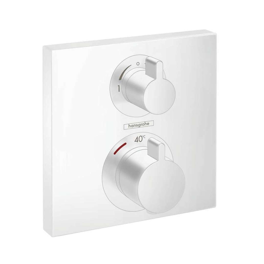 hansgrohe Unterputz Theromstat Ecostat Square, für 2 Funktionen, Mattweiss, Mattweiss