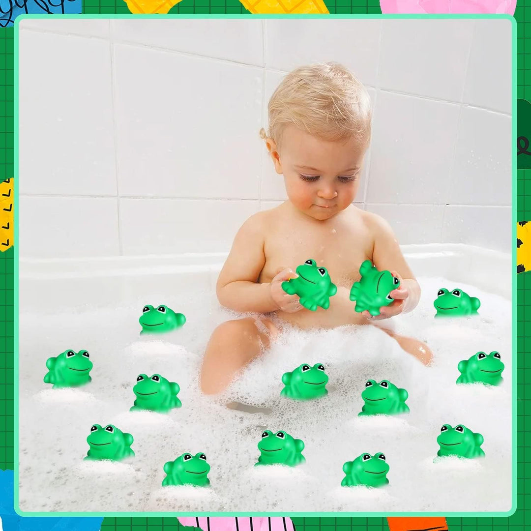 36pcs Rubber Floating Frogs for Kids, Cute Bath Toy Mini Frogs Floating Squeaky Frog for Cake Decora