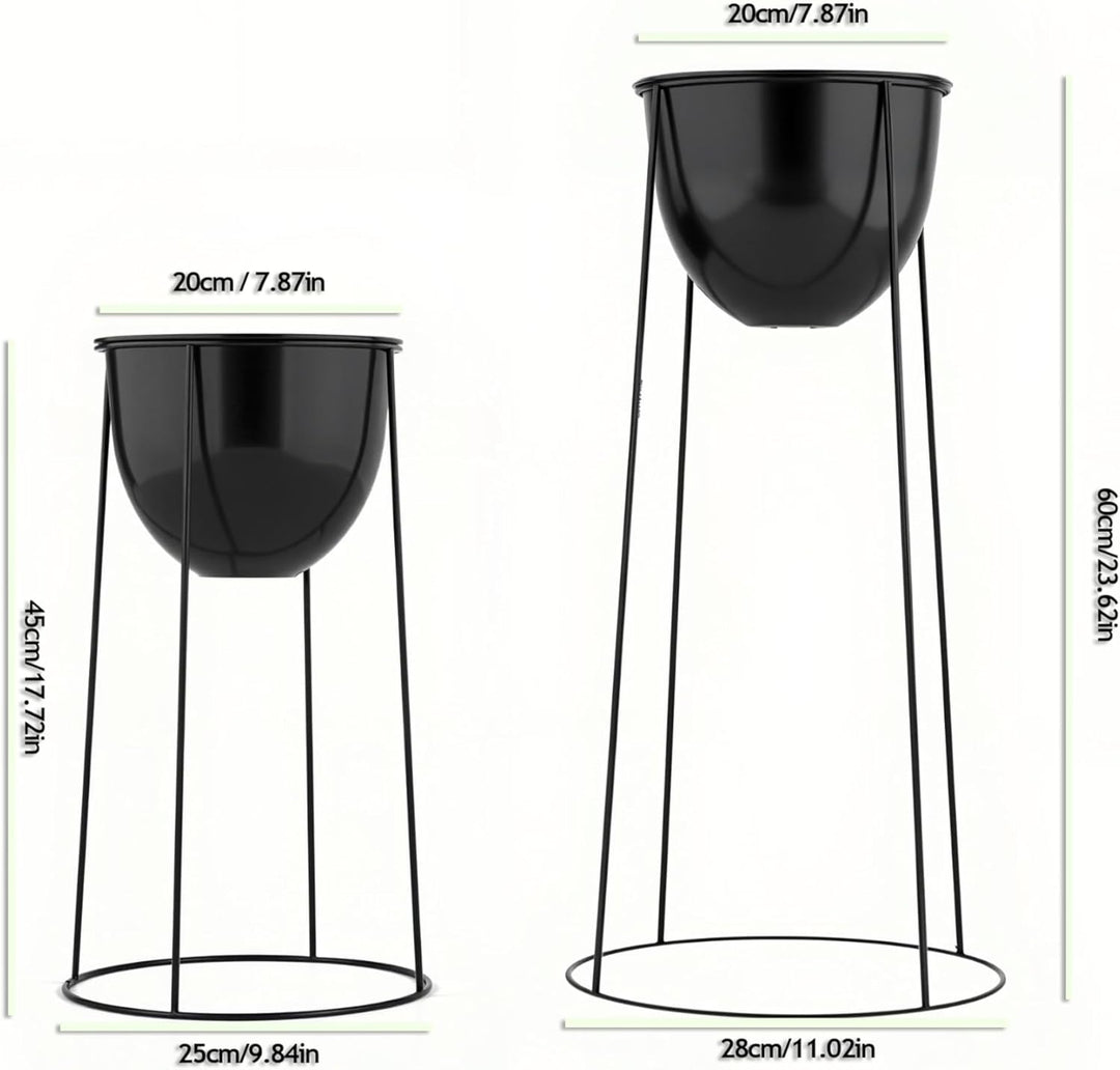 Ribelli Metall Blumentopf Ständer 2er Set φ25/28,5 cm, Blumenhocker mit Übertopf, Blumentreppe Pflan