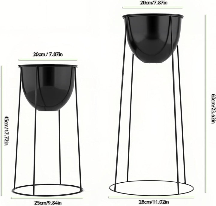 Ribelli Metall Blumentopf Ständer 2er Set φ25/28,5 cm, Blumenhocker mit Übertopf, Blumentreppe Pflan