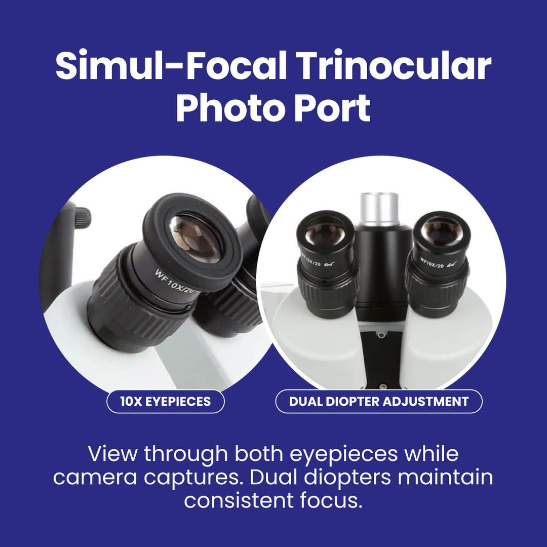 AmScope SM-4TPZ Professionelles Trinokulares-Stereo-Zoom-Mikroskop mit Gleichzeitiger Fokussteuerung