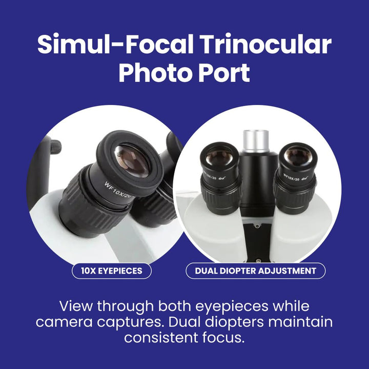 AmScope SM-4TPZ Professionelles Trinokulares-Stereo-Zoom-Mikroskop mit Gleichzeitiger Fokussteuerung