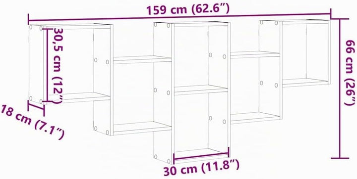 vidaXL Wandregal Schwarz Eichen-Optik 159x18x66 cm Holzwerkstoff, Schweberegal, schwebendes Regal, R