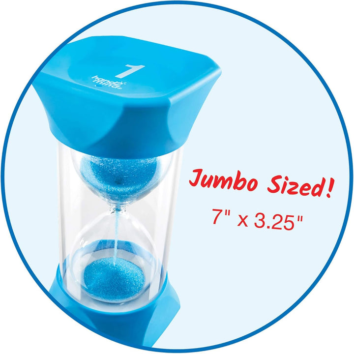 Learning Resources Jumbo-Sanduhr, 1-Minute-Sanduhr mit gummierten weichen Endkappen, für ruhige Paus