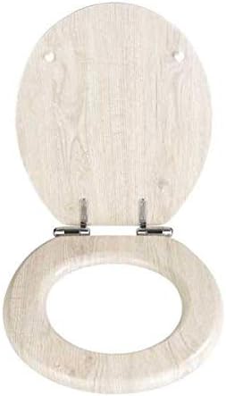 WENKO WC-Sitz Eiche Grau, Toilettensitz mit Absenkautomatik in Holz-Optik, WC-Deckel für sanftes Dec