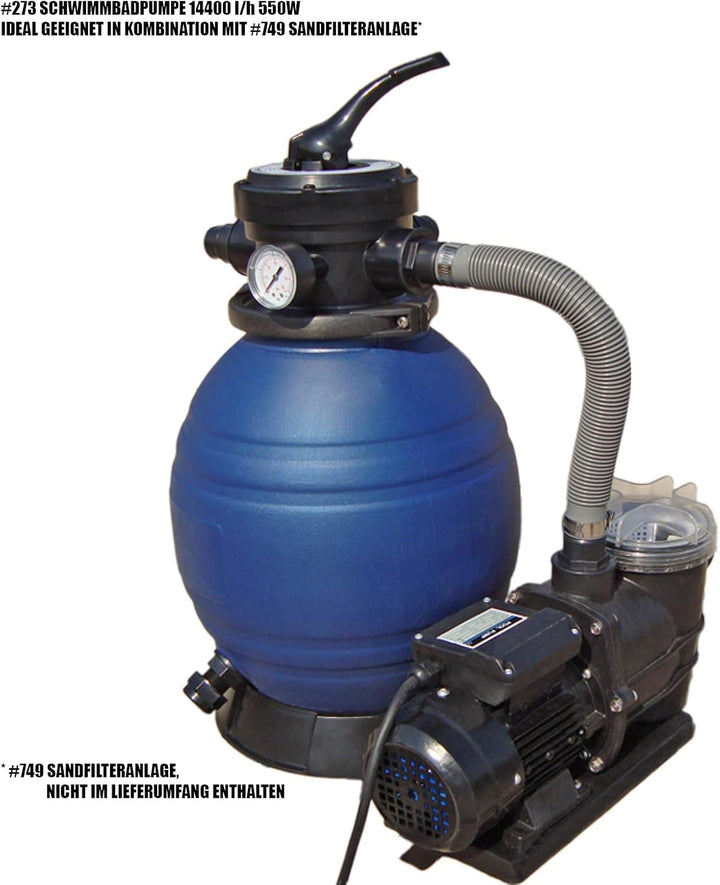 Mauk Schwimmbadpumpe 14400l/h 550W inkl Vorfiltereinsatz