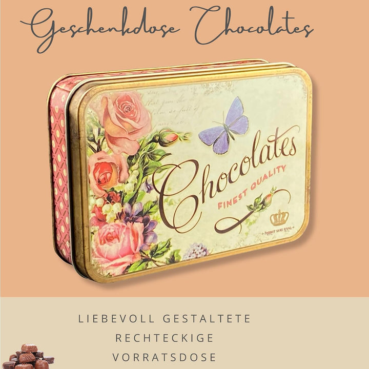 MediMuc Geschenkdose Design Nostalgia - Liebevoll gestaltete rechteckige Bonbondose - Motiv Chocolat