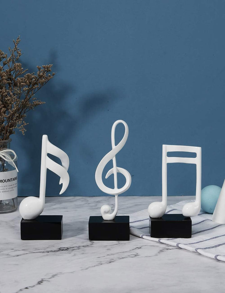 Amoy-Art 3pcs Deko Skulpturen Musik Note Figuren Klavier Statue Modern Arts Wohnzimmer Kunst Polyres