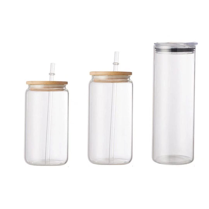 LINCMAN Mason Jar with Lid and Straw, Set of 3 Different Sizes 12oz/16oz/25ozn Milkshake Milk Tea Gl