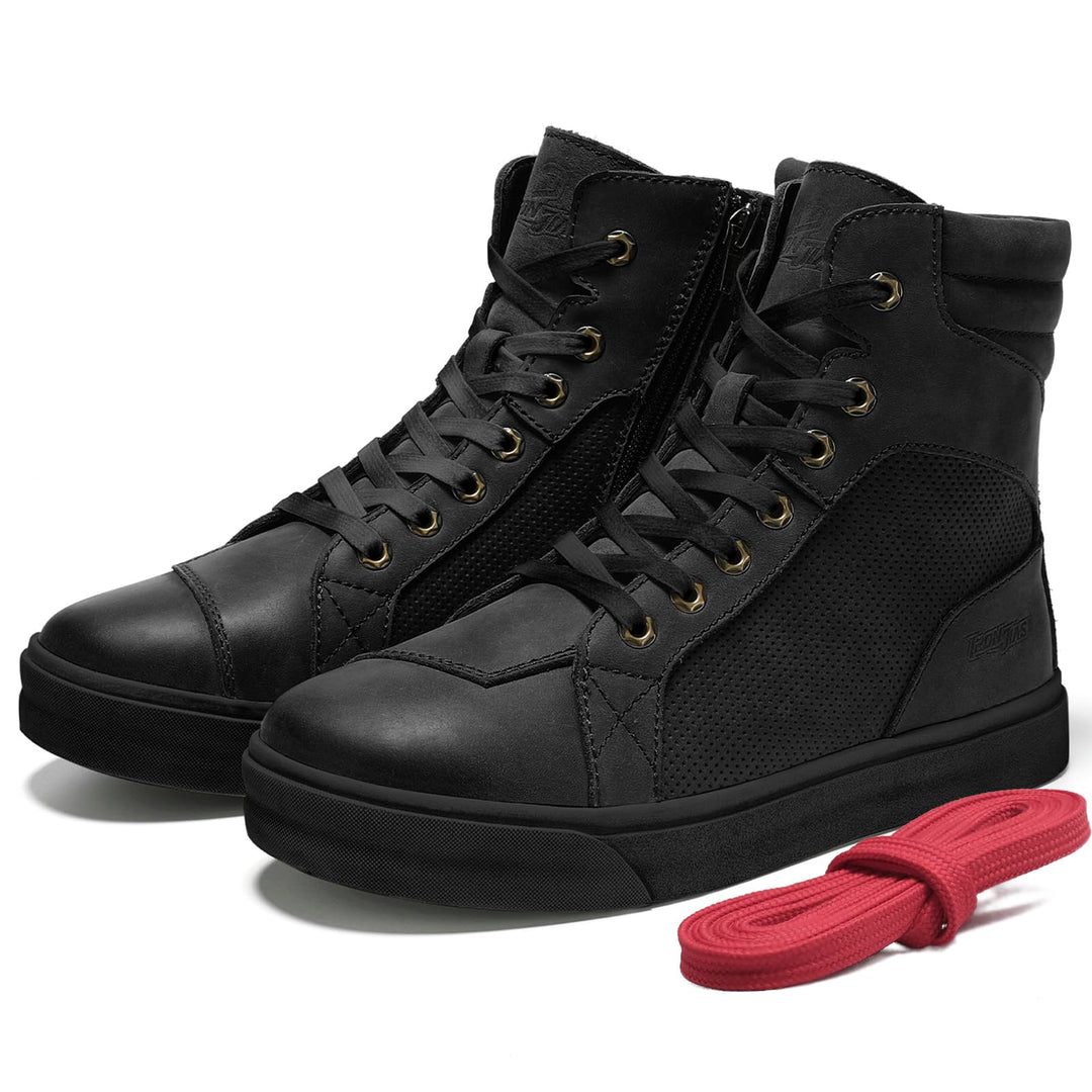 BORLENI Motorradschuhe Herren Sommer Motorradstiefel Männer lässige atmungsaktive Leder Motorrad Sne