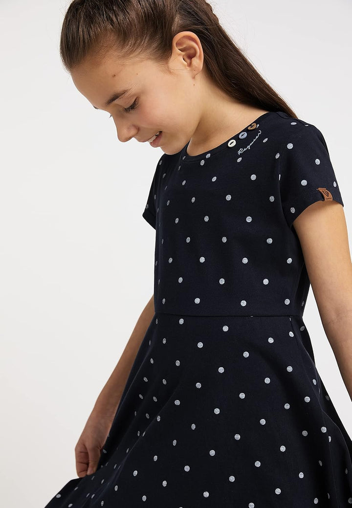 Ragwear Mädchen Kleid GWENDOLINE und GWENDOLINE DOTS Sommerkleid gepunktet und Einfarbig in sommerli