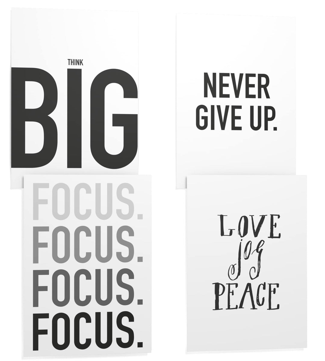 Papierschmiede® Premium Spruchposter Set 4er DIN A1, Motiv: Think Big, Focus Leistung Motivation, Ty