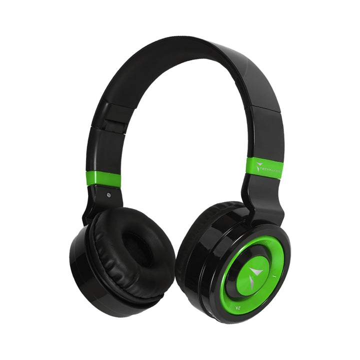 Techmade TM-046 Bluetooth-Kopfhörer – Faltbar, Over-Ear, Mikrofon, FM-Radio, SD-Karten-Slot, Grün