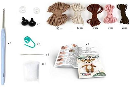 Graine Créative Häkelset Hirsch – 17 cm – 12 Stück 1 Beige, Braun, Schwarz, 1 Beige, Braun, Schwarz