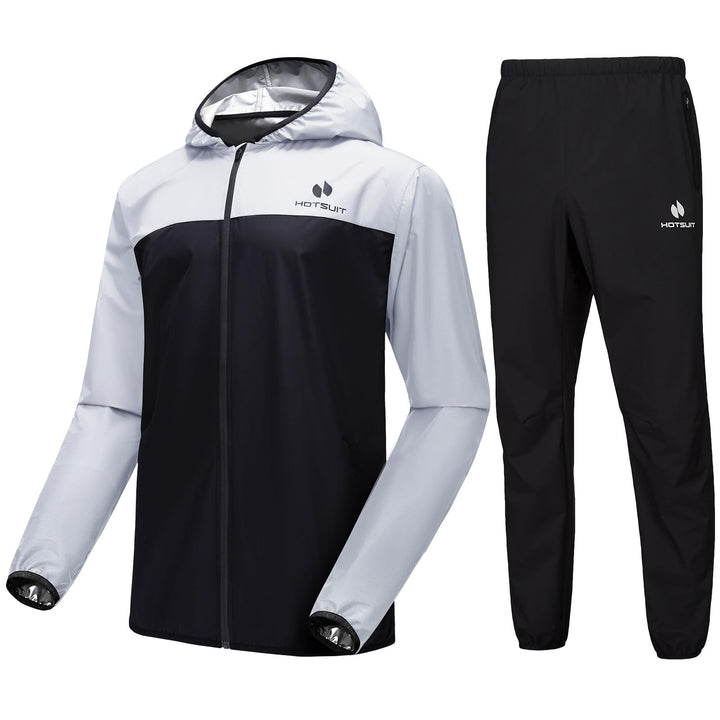 HOTSUIT Schwitzanzug Herren Trainingsanzüge Fitnessstudio Workout Übung Saunajacke Hose Ganzkörper M